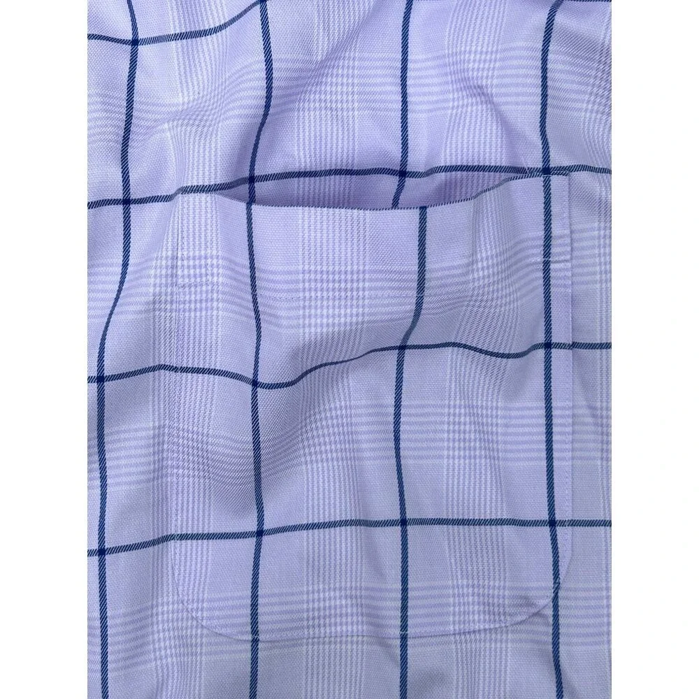 Tasso Elba Purple Navy‎ Plaid Button Up Shirt Men's 16-16.5 Large